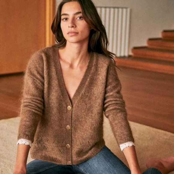 Nwt Sezane Charles Jumper Sweater Taupe 